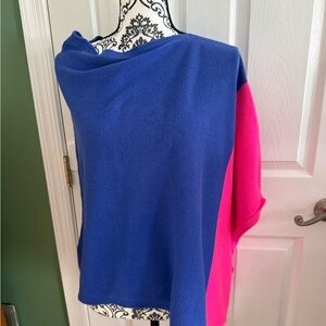 Lilly Pulitzer Colorblock Knit Wrap Shawl | Blue & Hot Pink | One Size